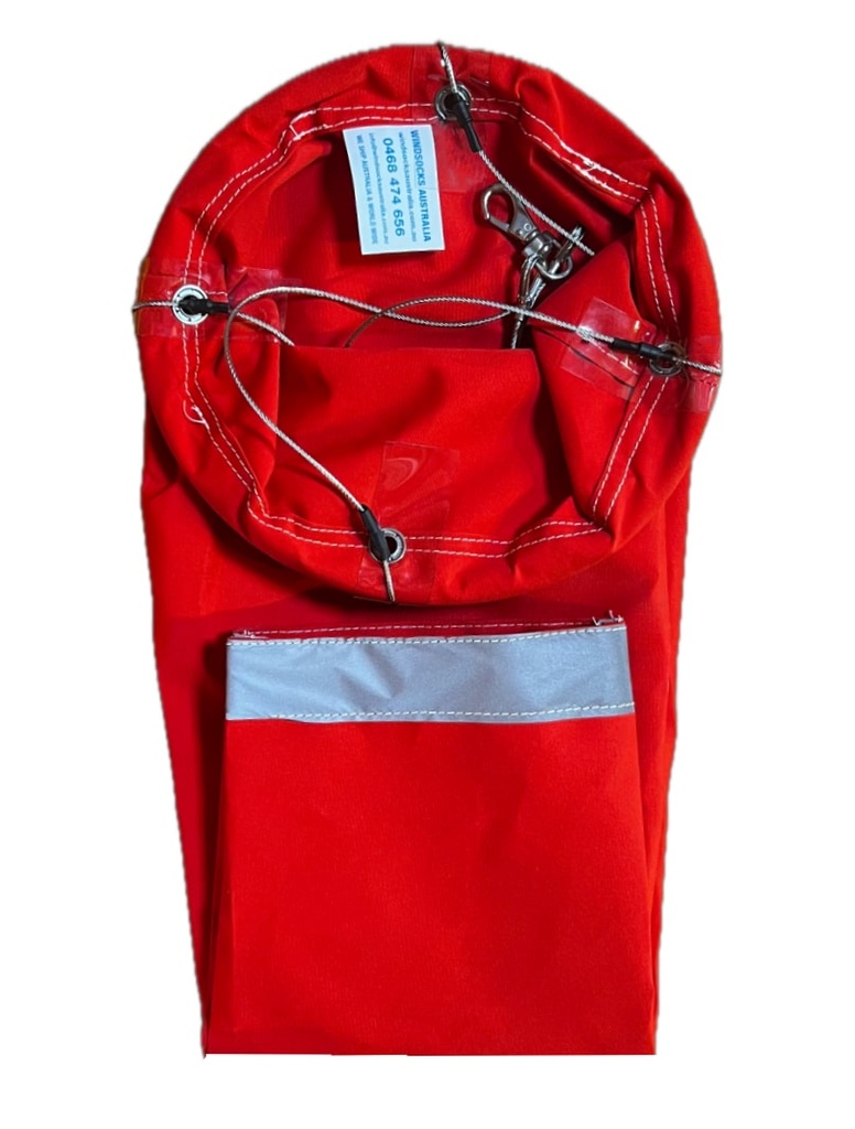 Industrial & Commercial Extra Heavy Duty Sunbrella Red Windsock 2400x600x300mm with Bridle Harness