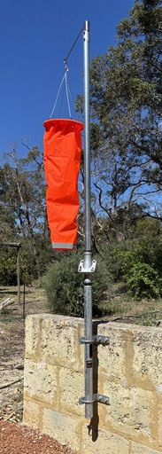 [WS-001-P300D-NO-WBH] Industrial High Visibility Neon Orange Windsock 900x300x150mm with Bridle Harness