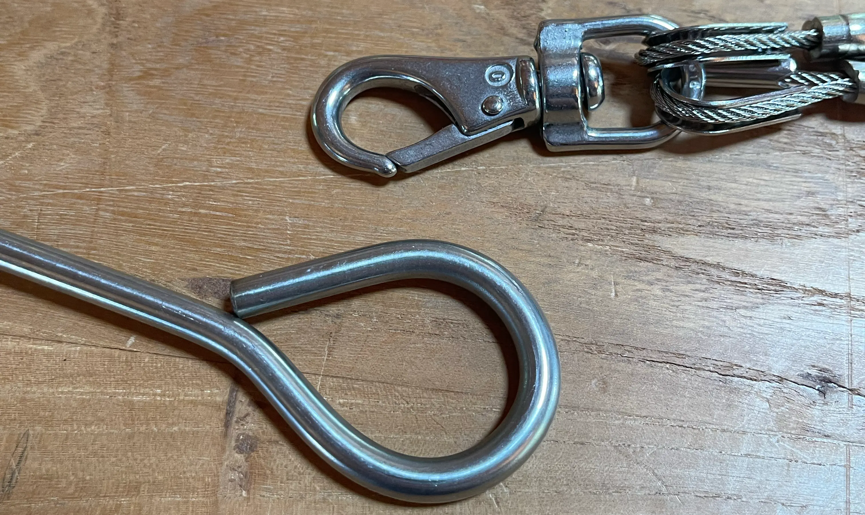 Stainless Steel lobster claw clip and wire bridle hardware