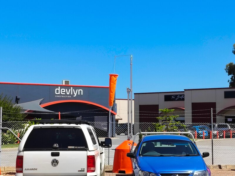 Sunbrella Windsock at Moma Solar — UV resistance in action