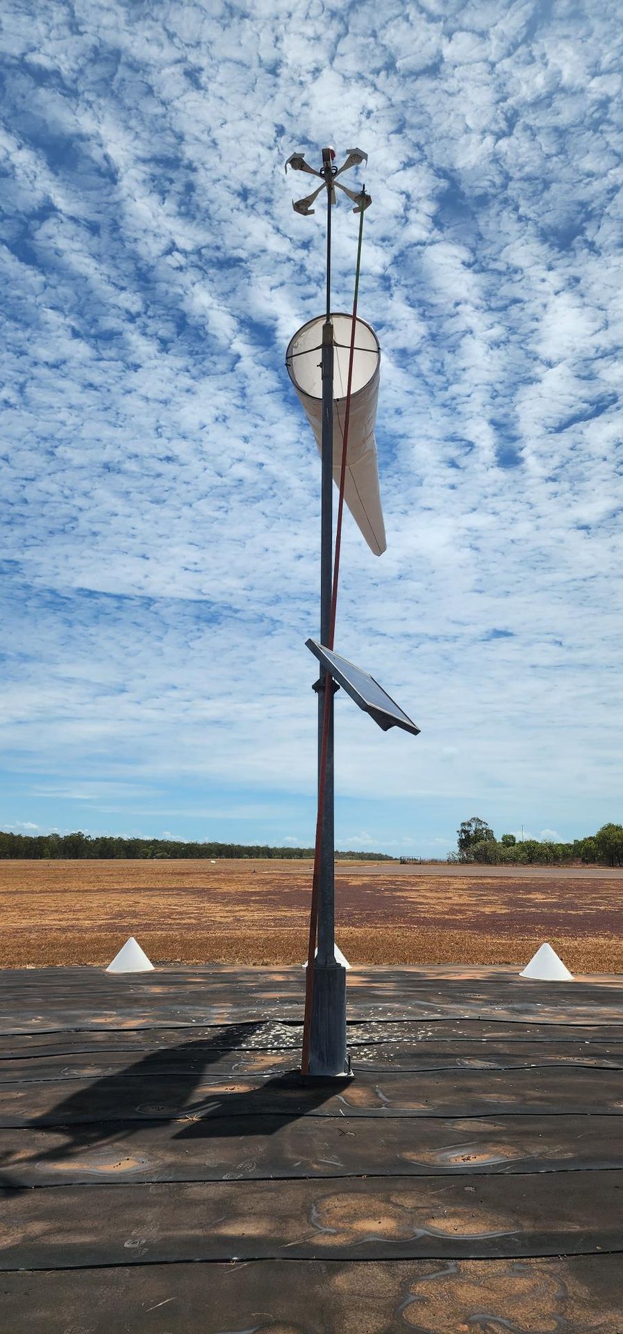 Windsock Poles showing wind speed indication in an open field