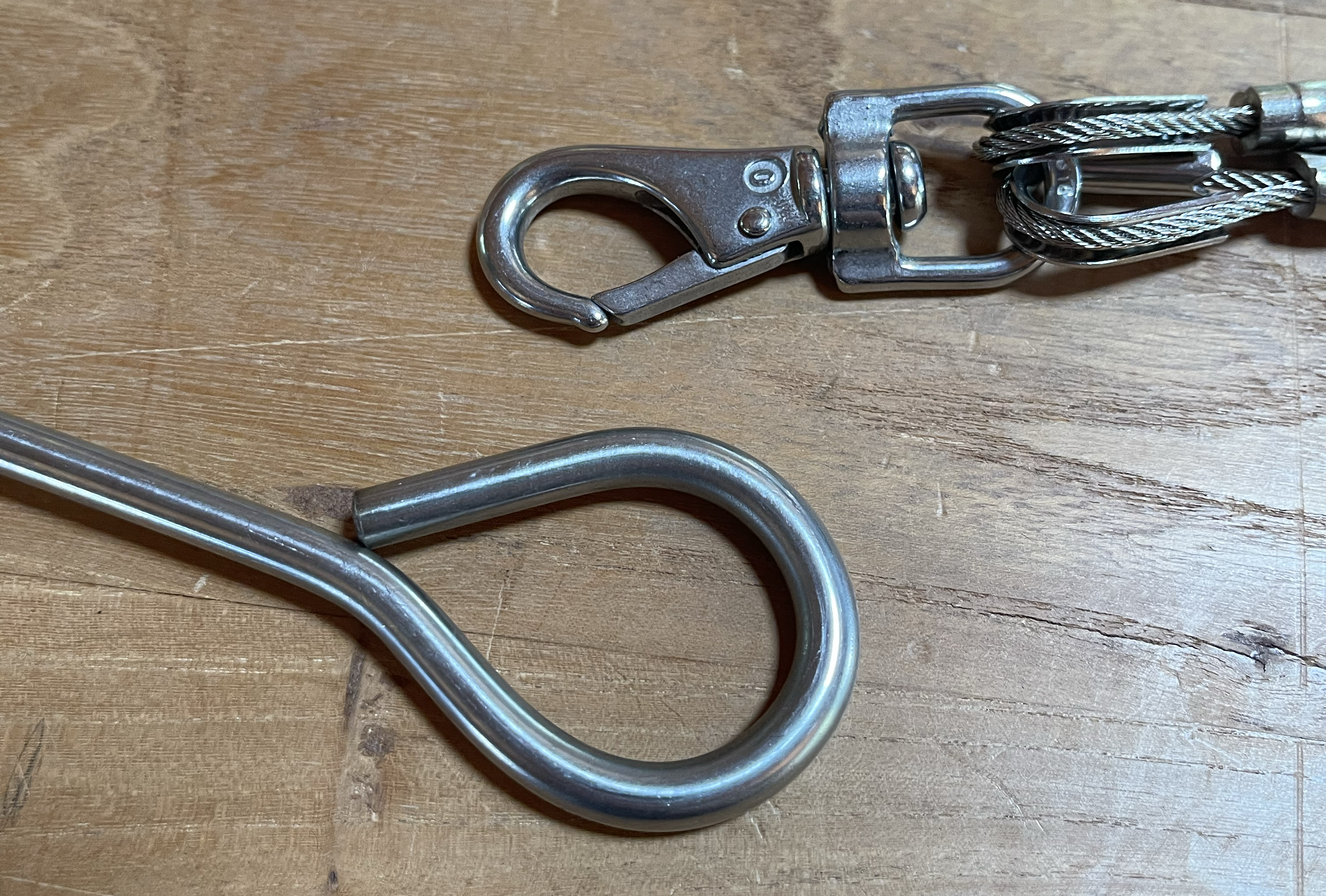 Stainless Steel lobster claw clip and wire bridle hardware