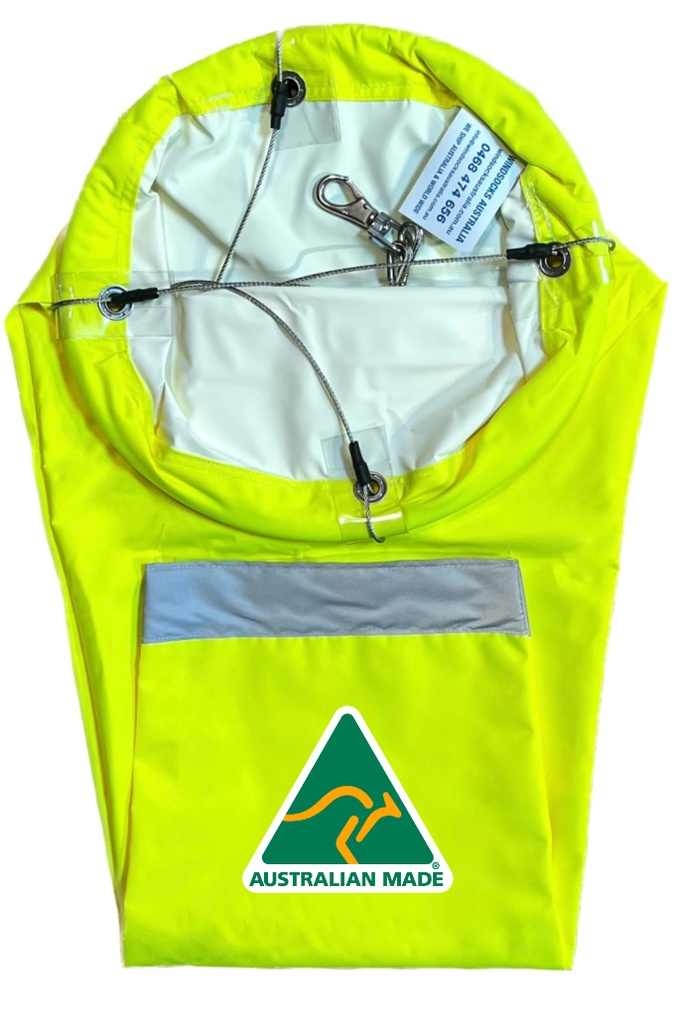 Industrial High Visibility Neon Yellow Windsock 900x300x150mm with Bridle Harness