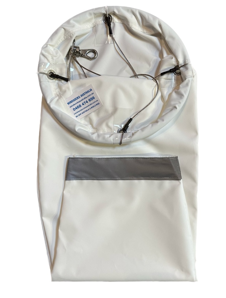 Industrial & Commercial Heavy Duty White Windsock 1500x450x225mm with Bridle Harness