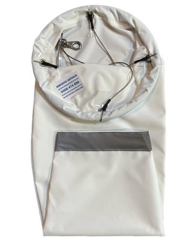 [WS-005-WLT-WHI-WBH] Industrial & Commercial Heavy Duty White Windsock 1800x450x225mm with Bridle Harness