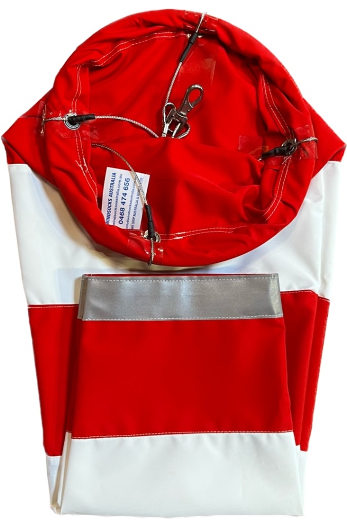 Industrial & Commercial Heavy Duty Red & White Striped Windsock 1500x450x225mm with Bridle Harness