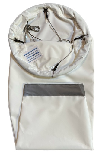 [WS-001-WLT-WHI-WBH] Heavy Duty White Windsock 900x300x150mm with Bridle Harness
